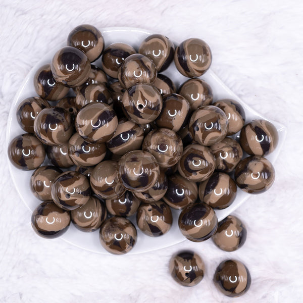 top view of a pile of 20mm Brown Camo Acrylic Bubblegum Beads