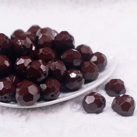 20mm Brown Faceted Opaque Bubblegum Beads