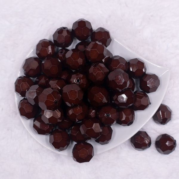 Top view of a pile of 20mm Brown Faceted Opaque Bubblegum Beads