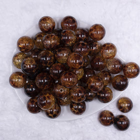 20mm Brown Crackle Leopard Animal Print Acrylic Bubblegum Beads
