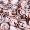 close up view of a pile of 20mm Brown Marbled Bubblegum Beads
