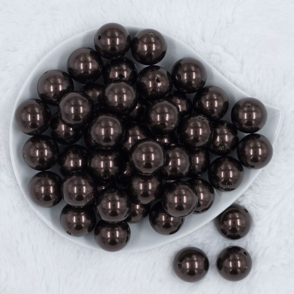 Top view of a pile of 20mm Brown Faux Pearl Chunky Acrylic Bubblegum Beads