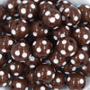 Close up view of a pile of 20mm Brown with White Polka Dots Bubblegum Beads