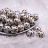Front view of a pile of 20mm Bumble Bees Print Chunky Acrylic Bubblegum Beads [10 Count]