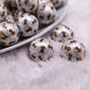 Macro view of a pile of 20mm Bumble Bees Print Chunky Acrylic Bubblegum Beads [10 Count]