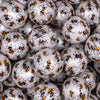 Close up view of a pile of 20mm Bumble Bees Print Chunky Acrylic Bubblegum Beads [10 Count]