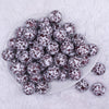 top view of a pile of 20mm Burgundy & Black Splatter on White Acrylic Bubblegum Beads