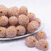 front view of a pile of 20mm Camel Brown Rhinestone AB Bubblegum Beads