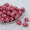 Front view of a pile of 20mm Peppermint Candy Print Chunky Acrylic Bubblegum Beads