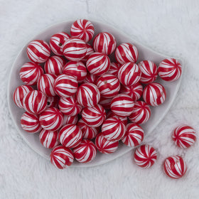 20mm Peppermint Candy Print Chunky Acrylic Bubblegum Beads