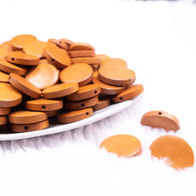 20mm Caramel Brown Circle solid Wood Beads