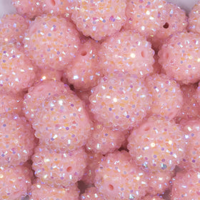 20mm Carnation Pink Rhinestone AB Acrylic Bubblegum Beads