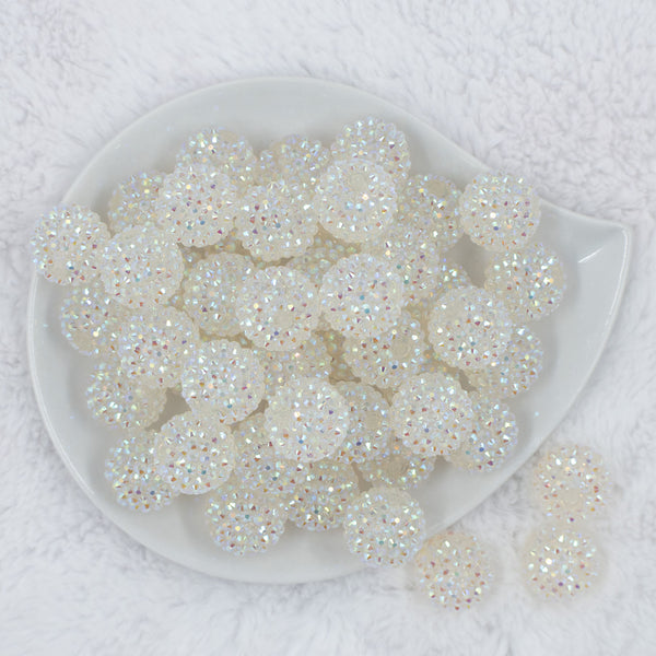 Top view of a pile of 20mm Clear Rhinestone AB Bubblegum Beads