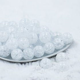 20mm White Crackle Bubblegum Beads