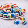 front view of a pile of 20mm Colorful Stripes Bubblegum Jewelry Beads