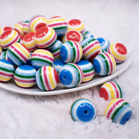 20mm Colorful Stripes Bubblegum Jewelry Beads