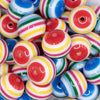 close up view of a pile of 20mm Colorful Stripes Bubblegum Jewelry Beads