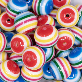 20mm Colorful Stripes Bubblegum Jewelry Beads