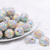 Front view of a pile of 20mm Pastel Confetti Flower Rhinestone Bubblegum Beads