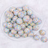 Top view of a pile of 20mm Pastel Confetti Flower Rhinestone Bubblegum Beads