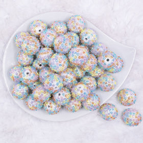 20mm Pastel Confetti Flower Rhinestone Bubblegum Beads