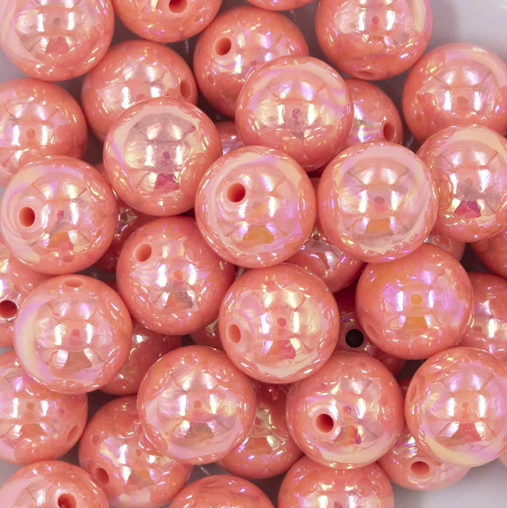 20MM Coral Orange AB Solid Chunky Bubblegum Beads | The BumbleBead Company