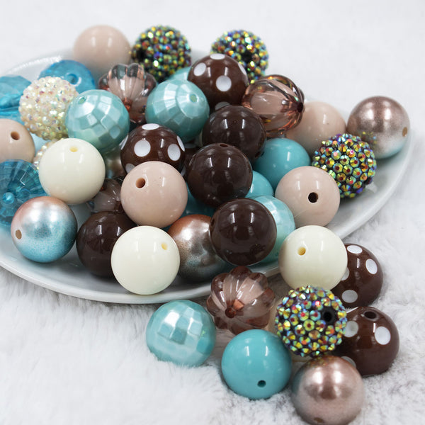 Front view of a pile of 20mm Cowgirl Nights Acrylic Bubblegum Bead Mix [50 Count]