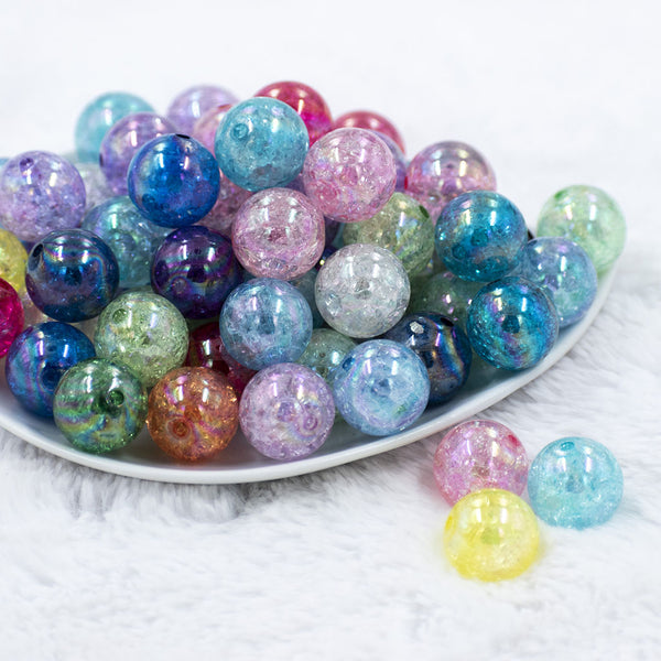 20mm Crackle Mix Bubblegum Beads Bulk - 50 & 100 Count
