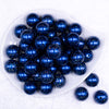 Top view of a pile of 20mm Dark Blue with Glitter Faux Pearl Bubblegum Beads