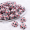 Front view of a pile of 20mm Deck of Card Print Chunky Acrylic Bubblegum Beads [10 Count]