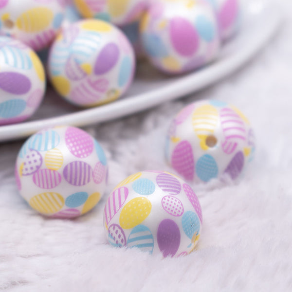 Macro view of a pile of Easter Egg printed Acrylic Bubblegum Beads
