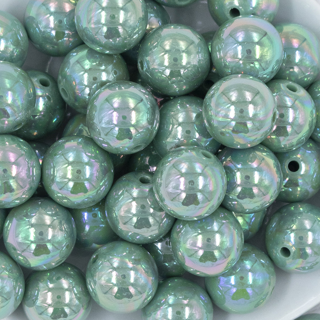 20MM Eucalyptus Green AB Solid Chunky Bubblegum Beads | The BumbleBead ...