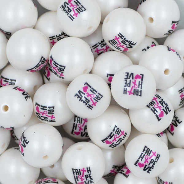 Close up view of a pile of 20mm Faith - Hope - Love - Chunky Acrylic Bubblegum Beads [10 Count]