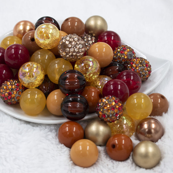 Front view of a pile of 20mm Fall Harvest Acrylic Bubblegum Bead Mix [50 Count]