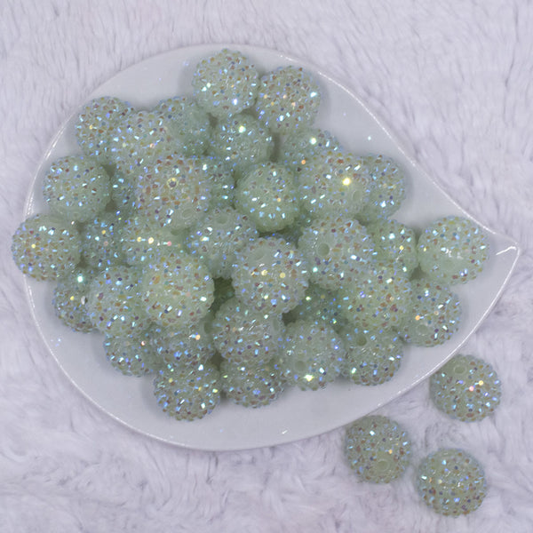 top view of a pile of 20mm Glow in the Dark Rhinestone AB Bubblegum Beads