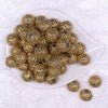 Top view of a pile of 20mm Gold Flower Rhinestone Bubblegum Beads