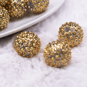20mm Gold Flower Rhinestone Bubblegum Beads