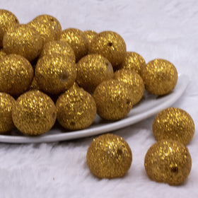 20mm Gold Sparkling Glitter Acrylic Bubblegum Beads