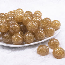 20mm Gold Glitter Sparkle Chunky Acrylic Bubblegum Beads