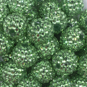 20mm Spring Green with Clear Rhinestone Bubblegum Beads