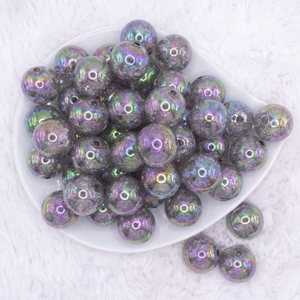 top view of a pile of 20mm Gray Crackle AB Bubblegum Beads