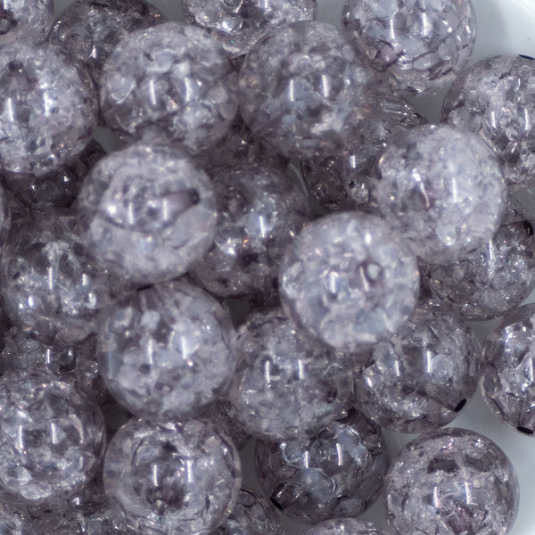 Close up view of a pile of 20mm Grey Crackle Bubblegum Beads