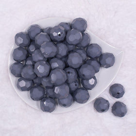 20mm Gray Faceted Opaque Bubblegum Beads