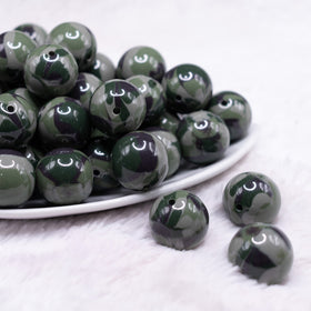 20mm Green Camoflage Acrylic Bubblegum Beads