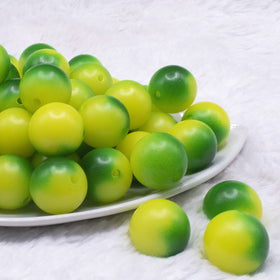 20mm Green and Yellow Ombre Bubblegum Beads