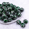 Front view of a pile of 20mm Green, Black & White Camo Acrylic Bubblegum Beads