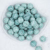 Top view of a pile of 20mm Green Christmas Print Acrylic Bubblegum Beads