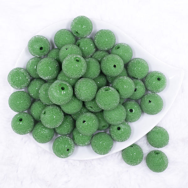 Top view of a pile of 20mm Green Sugar Glass Bubblegum Beads