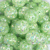 close up view of a pile of 20mm Lime Green Majestic Confetti Bubblegum Beads