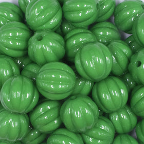 20mm Green Opaque Pumpkin Shaped Bubblegum Bead